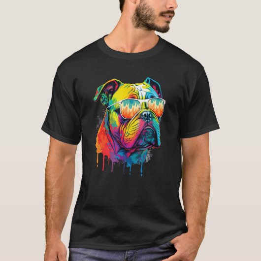 Groovy Retro English Bulldog  Dog Animal  Puppy Ow Tシャツ (正面)
