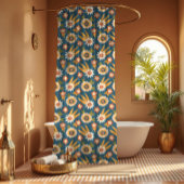 Groovy Retro Floral  シャワーカーテン