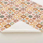 Groovy Retro Floral Check シェルパブランケット (3/4)