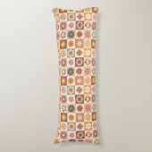 Groovy Retro Floral Checked ボディピロー (正面縦)