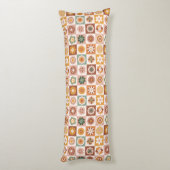 Groovy Retro Floral Checked ボディピロー (裏面 (縦))