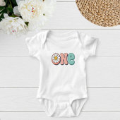 Groovy Retro Floral First Birthday Theme Tee ベビーボディスーツ