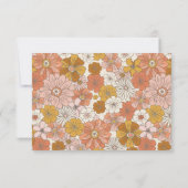 Groovy Retro Floral Flat Note Card ノートカード (裏面)