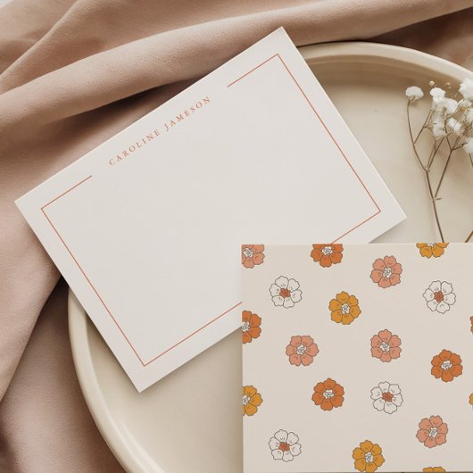 Groovy Retro Floral Flat Note Card ノートカード