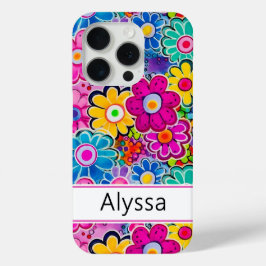 Groovy Retro Floral Personalized iPhone 15 Proケース