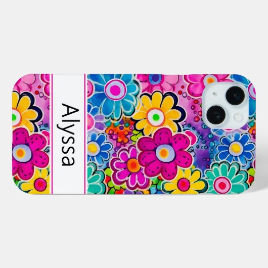 Groovy Retro Floral Personalized Case-Mate iPhoneケース (裏面 (横))