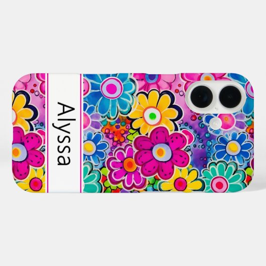 Groovy Retro Floral Personalized Case-Mate iPhoneケース (裏面 (横))