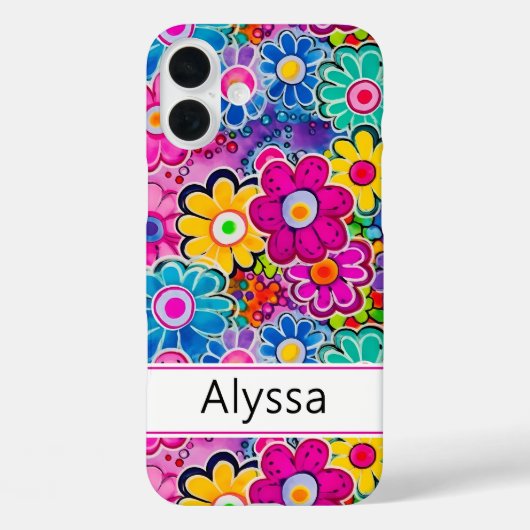 Groovy Retro Floral Personalized Case-Mate iPhoneケース (裏面)
