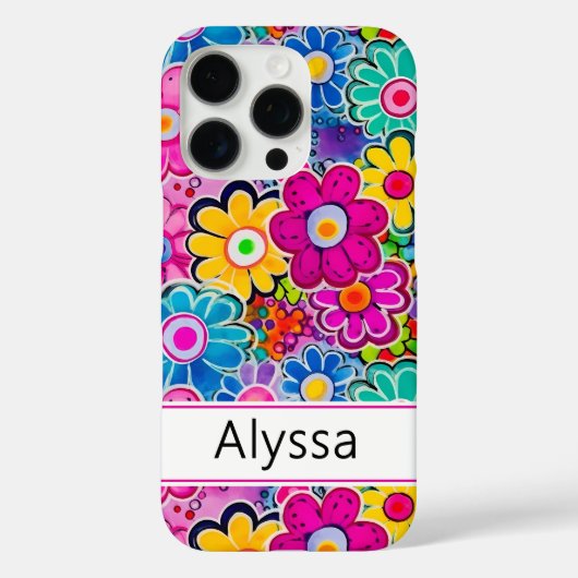 Groovy Retro Floral Personalized Case-Mate iPhoneケース (裏面)