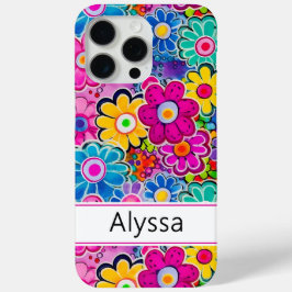 Groovy Retro Floral Personalized iPhone 15 Pro Maxケース