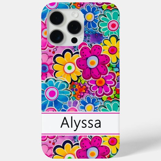 Groovy Retro Floral Personalized Case-Mate iPhoneケース (裏面)
