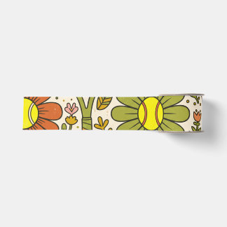 Groovy Retro Floral Tennis Flower Power グログランリボン
