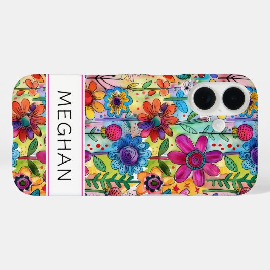 Groovy Retro Flower Power Personalized Case-Mate iPhoneケース (裏面 (横))