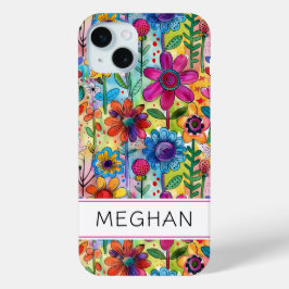 Groovy Retro Flower Power Personalized iPhone 15 Miniケース