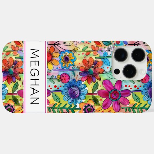 Groovy Retro Flower Power Personalized Case-Mate iPhoneケース (裏面 (横))