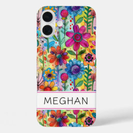 Groovy Retro Flower Power Personalized iPhone 16 Plusケース