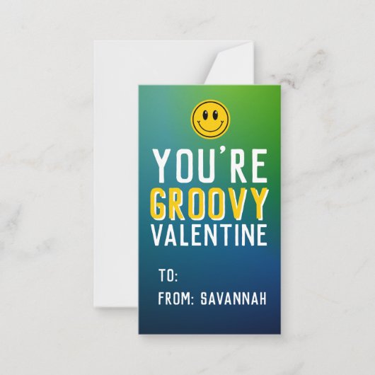 Groovy Retro Gradient Valentine's Classroom Card ノートカード (正面)