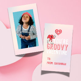 Groovy Retro Gradient Valentine's Classroom Card ノートカード