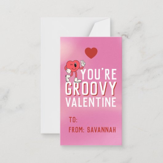 Groovy Retro Gradient Valentine's Classroom Card ノートカード (正面)