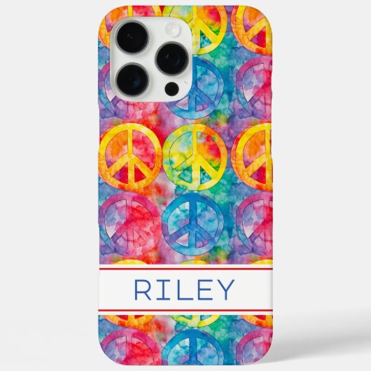 Groovy Retro Hippie Peace Sign Personalized Case-Mate iPhoneケース (裏面)