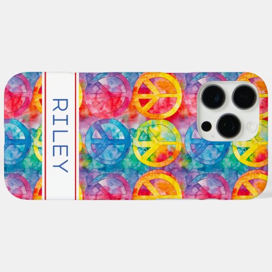 Groovy Retro Hippie Peace Sign Personalized Case-Mate iPhoneケース (裏面 (横))