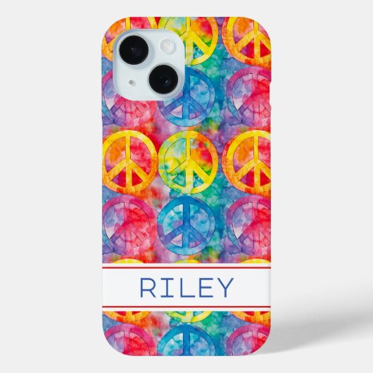 Groovy Retro Hippie Peace Sign Personalized Case-Mate iPhoneケース (裏面)