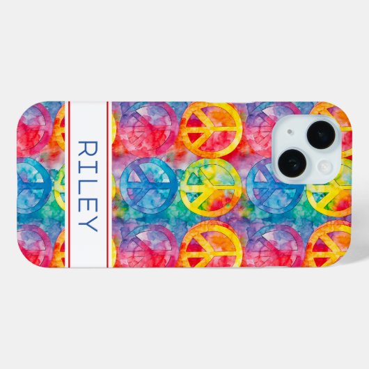 Groovy Retro Hippie Peace Sign Personalized Case-Mate iPhoneケース (裏面 (横))