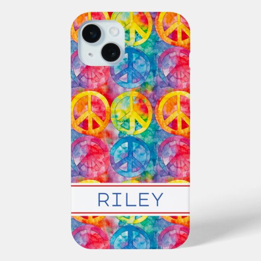Groovy Retro Hippie Peace Sign Personalized Case-Mate iPhoneケース (裏面)