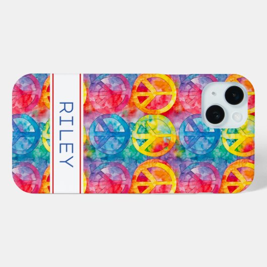 Groovy Retro Hippie Peace Sign Personalized Case-Mate iPhoneケース (裏面 (横))