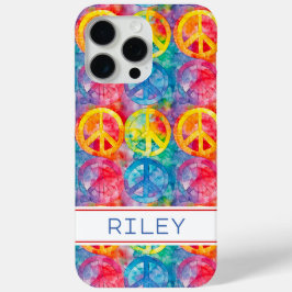 Groovy Retro Hippie Peace Sign Personalized iPhone 15 Pro Maxケース