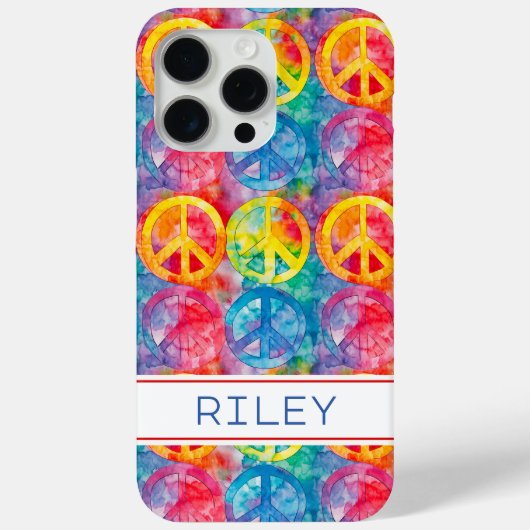 Groovy Retro Hippie Peace Sign Personalized Case-Mate iPhoneケース (裏面)