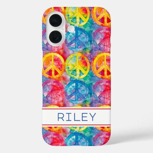 Groovy Retro Hippie Peace Sign Personalized Case-Mate iPhoneケース (裏面)