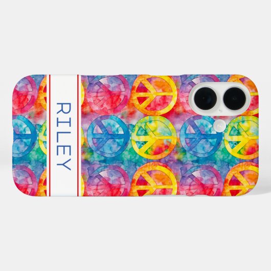 Groovy Retro Hippie Peace Sign Personalized Case-Mate iPhoneケース (裏面 (横))
