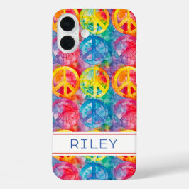 Groovy Retro Hippie Peace Sign Personalized iPhone 16 Plusケース