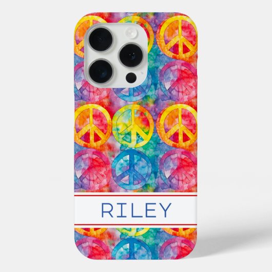 Groovy Retro Hippie Peace Sign Personalized Case-Mate iPhoneケース (裏面)