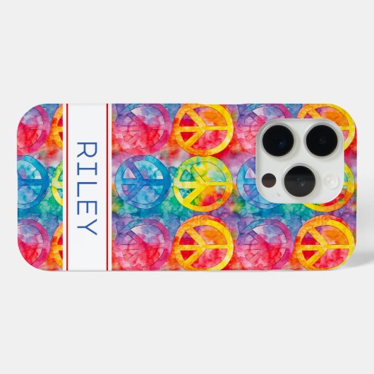 Groovy Retro Hippie Peace Sign Personalized Case-Mate iPhoneケース (裏面 (横))