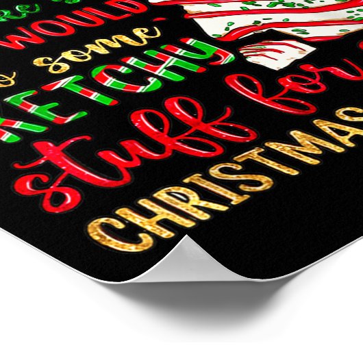 Groovy Retro I'd Do Sketchy Stuff For Christmas Tr ポスター (角)