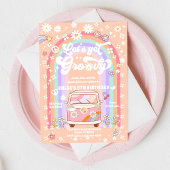 Groovy Retro Kids Birthday Invitation 招待状