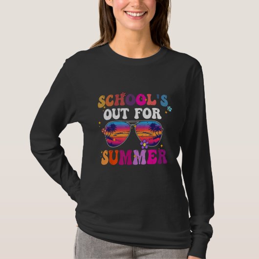 Groovy Retro Last Day of School s Out For Summer T Tシャツ (正面)