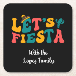 Groovy Retro Let's Fiesta スクエアペーパーコースター