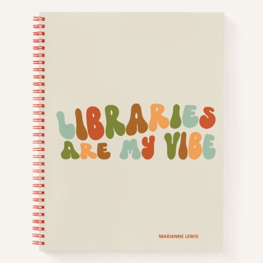 Groovy Retro Libraries Are My Vibe, Book Librarian ノートブック (正面)