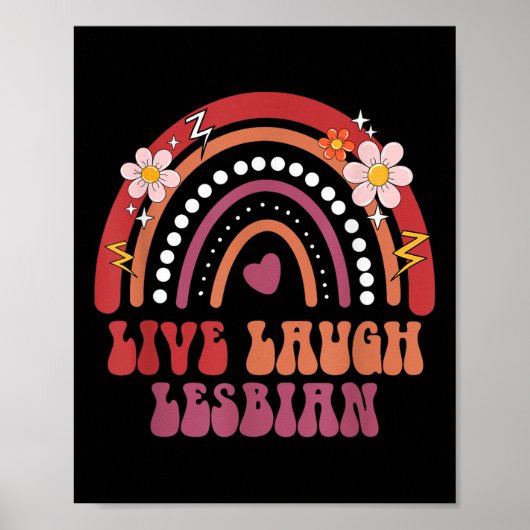 Groovy Retro Live Laugh Lesbian Pride Lgbtq+ Pride ポスター (正面)