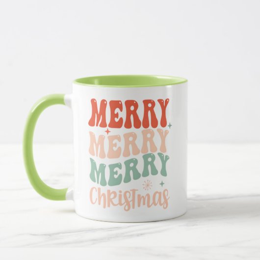 Groovy Retro Merry Merry Merry Christmas マグカップ (左)