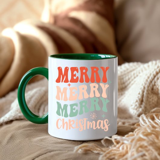 Groovy Retro Merry Merry Merry Christmas マグカップ