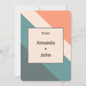 Groovy-Retro Orange & Dusty Blue Wedding Thank You サンキューカード (裏面)