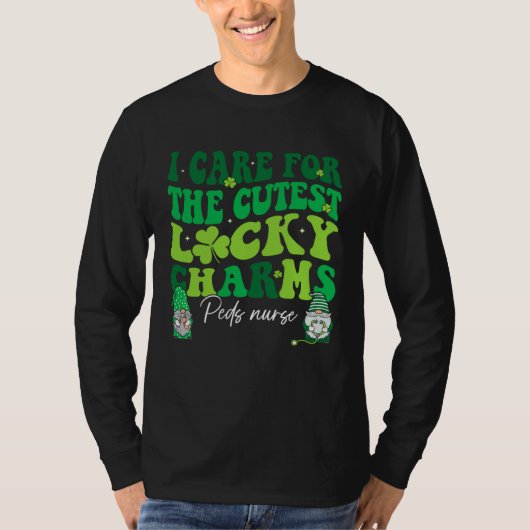 Groovy Retro Peds Nurse St Patrick s Day Pediatric Tシャツ (正面)