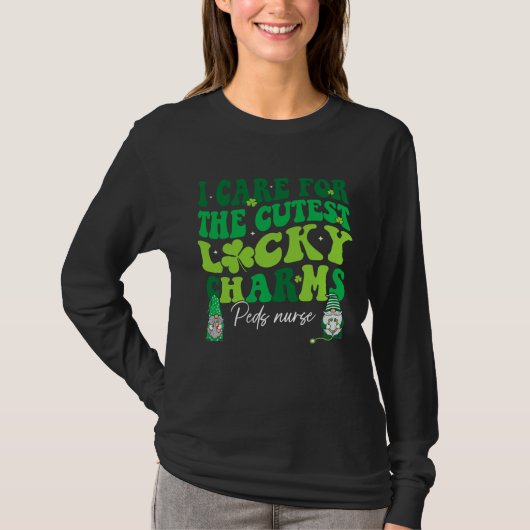 Groovy Retro Peds Nurse St Patrick s Day Pediatric Tシャツ (正面)