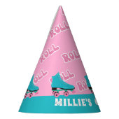Groovy Retro Rainbow Roller Skating Birthday Party パーティーハット (左)