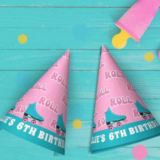 Groovy Retro Rainbow Roller Skating Birthday Party パーティーハット