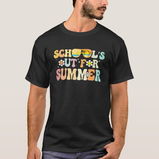 Groovy Retro School s Out For Summer Last Day Of S Tシャツ (正面)